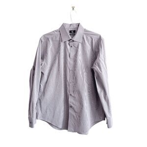 Calvin Klein Mens Slim Fit Shirt Non Iron Long Sleeve Micro Gingham Brown Size X